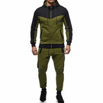 Color Block Tracksuit // Green + Black (M)