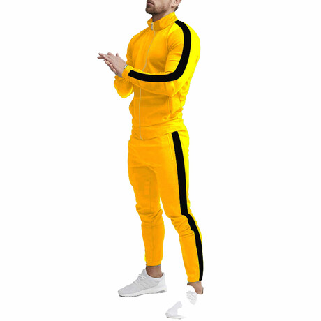 Contrast Stripe Tracksuit // Style 2 // Yellow + Black (M)