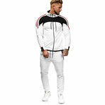 Color Block Tracksuit // Style 2 // White + Black + Red (L)