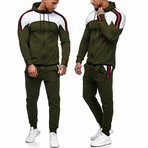 Color Block Tracksuit // Olive + Multi (XL)