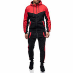 Color Block Tracksuit // Red + Black (L)