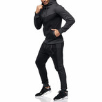 Color Block Tracksuit // Black + Gray (M)