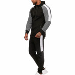 Micro-Striped Tracksuit // Light Gray + Black (3XL)