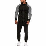 Micro-Striped Tracksuit // Light Gray + Black (2XL)