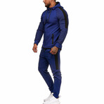 Micro-Striped Tracksuit // Blue + Black (4XL)