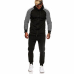 Micro-Striped Tracksuit // Light Gray + Black (M)