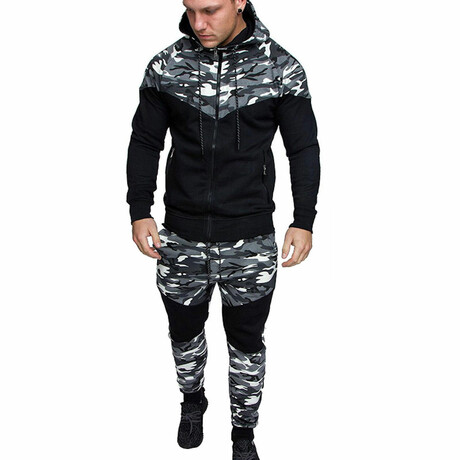 Color Block Tracksuit // Camouflage Gray (M)