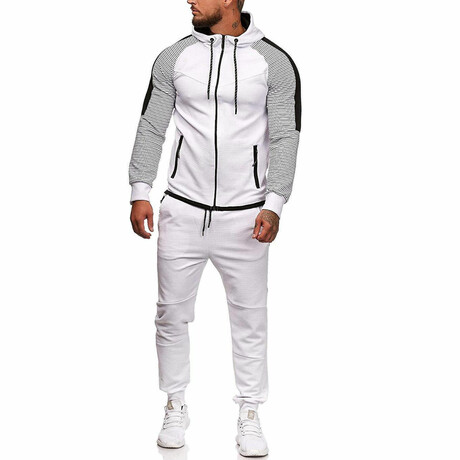 Micro-Striped Tracksuit // White + Black (M)