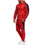 Micro-Striped Tracksuit // Red + Black (4XL)