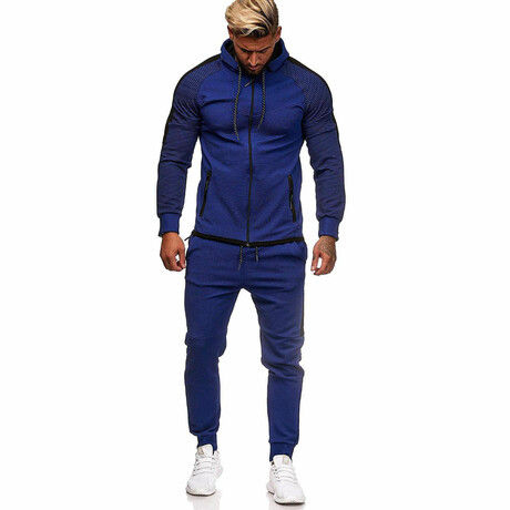 Micro-Striped Tracksuit // Blue + Black (M)