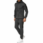 Micro-Striped Tracksuit // Dark Gray + Black (L)