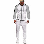 Micro-Striped Tracksuit // White + Black (XL)