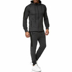 Micro-Striped Tracksuit // Dark Gray + Black (L)