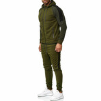 Micro-Striped Tracksuit // Green + Black (XL)