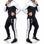 Color Block Tracksuit // White + Black (M)