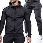 Contrast Stripe Tracksuit // Black + Black (L)