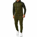 Micro-Striped Tracksuit // Green + Black (3XL)