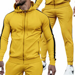 Contrast Stripe Tracksuit // Style 1 // Yellow + Black (XL)