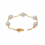 Assael 18K Yellow Gold Japanese Akoya Cultured Pearl Chain Bracelet // 6.5" // Store Display