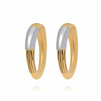 Mimi Milano Tam Tam 18K Yellow Gold + 18K White Gold Huggie Earrings // Store Display