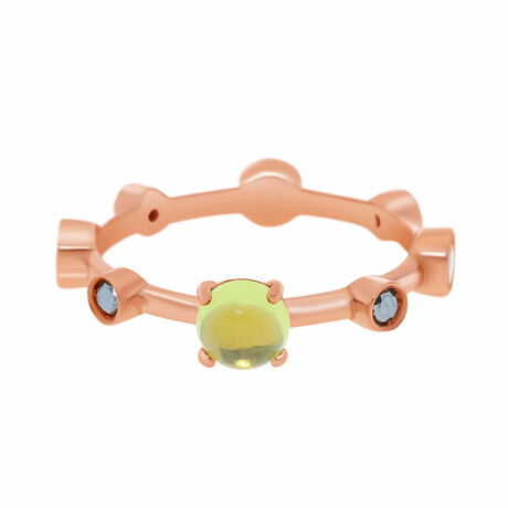 Damiani 18K Rose Gold Diamond + Peridot Band Ring // Ring Size: 6.5 // Store Display