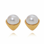 Assael 18K Yellow Gold Japanese Akoya Cultured Pearl Stud Earrings // Store Display
