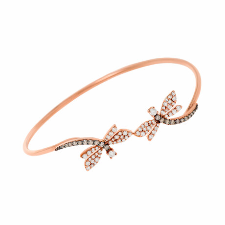 Mimi Milano Libella 18K Rose Gold White Diamond Cuff Bracelet // 6.5" // Store Display
