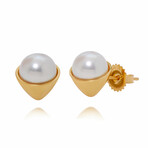 Assael 18K Yellow Gold Japanese Akoya Cultured Pearl Stud Earrings // Store Display