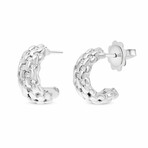 Piero Milano 18K White Gold Diamond Huggie Earrings  // Store Display