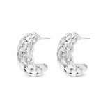 Piero Milano 18K White Gold Diamond Huggie Earrings  // Store Display