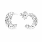 Piero Milano 18K White Gold Diamond Huggie Earrings  // Store Display