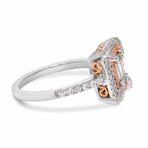 18K Gold White Diamond + Pink Diamond Engagement Ring // Ring Size: 6.5 // New