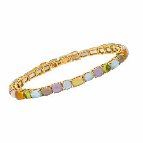 Roberto Coin 18K Yellow Gold Multi-Colored Semi-Precious Stones Bangle Bracelet // Store Display