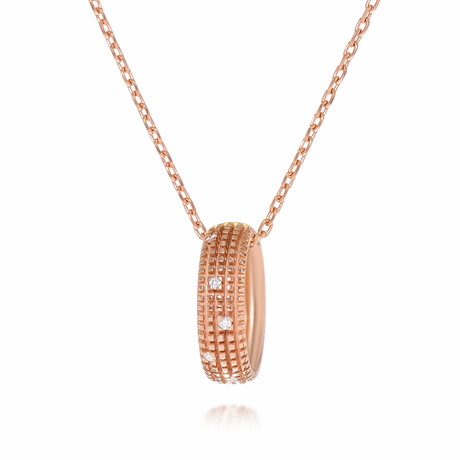 Damiani 18K Rose Gold Diamond Ring Pendant Necklace // 16"-19" // Store Display