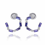 14K White Gold Diamond + Iolite Hoop Earrings // New