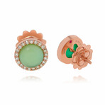 Roberto Coin 18K Rose Gold Lemon Quartz + Diamond Stud Earrings // Store Display