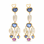 Assael 18K Yellow Gold Keshi Pearl + Multicolor Sapphire Drop Earrings // Store Display