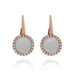 Roberto Coin 18K Rose Gold Cabochon Pink Quartz + Diamond Huggie Earrings // Store Display