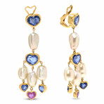 Assael 18K Yellow Gold Keshi Pearl + Multicolor Sapphire Drop Earrings // Store Display
