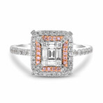 18K Gold White Diamond + Pink Diamond Engagement Ring // Ring Size: 6.5 // New