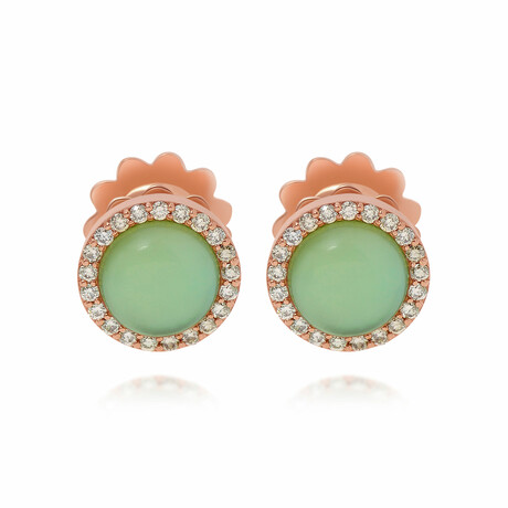 Roberto Coin 18K Rose Gold Lemon Quartz + Diamond Stud Earrings // Store Display