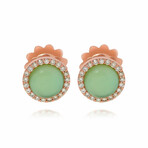 Roberto Coin 18K Rose Gold Lemon Quartz + Diamond Stud Earrings // Store Display