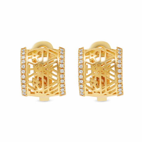 Piero Milano 18K Yellow Gold Diamond Huggie Earrings // Store Display