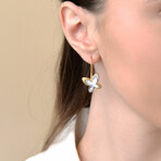 Mimi Milano Freevola 18K Yellow Gold Mother of Pearl + Diamond Drop Earrings // Store Display