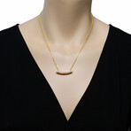 18K Yellow Gold Rose Quartz + Diamond Pendant Necklace // 16" - 18"// New