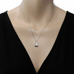 Gregg Ruth 18K Gold White Diamond + Fancy Pink Diamond Pendant Necklace // 18" // Store Display