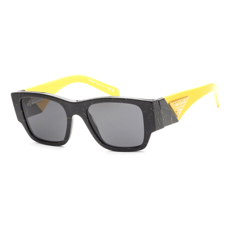 Men's Fashion PR-10ZS-19D5S0 Sunglasses // Black-Yellow Marble + Dark Gray