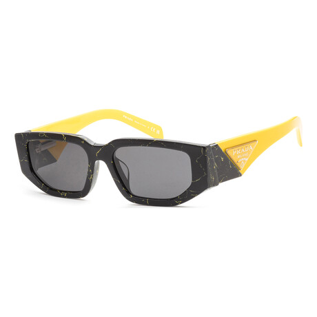 Men's Fashion PR-09ZSF-19D5S0 Sunglasses // Black Yellow Marble + Dark Gray