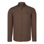 Button Down w/ Black Logo // Brown (S)