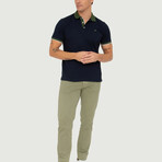 Brussels Short Sleeve Polo Shirt // Navy + Dark Green (S)